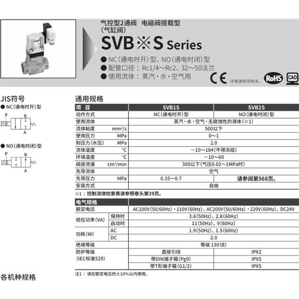 CKD喜開理氣控型2通閥（氣缸閥）SVB2S-25A-02CS-AC100V