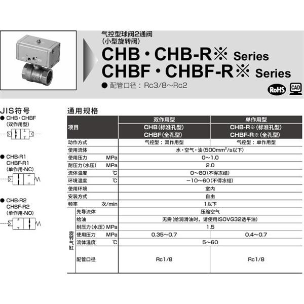 CKD喜開理氣控式球閥2?3通CHB-R1-15-E