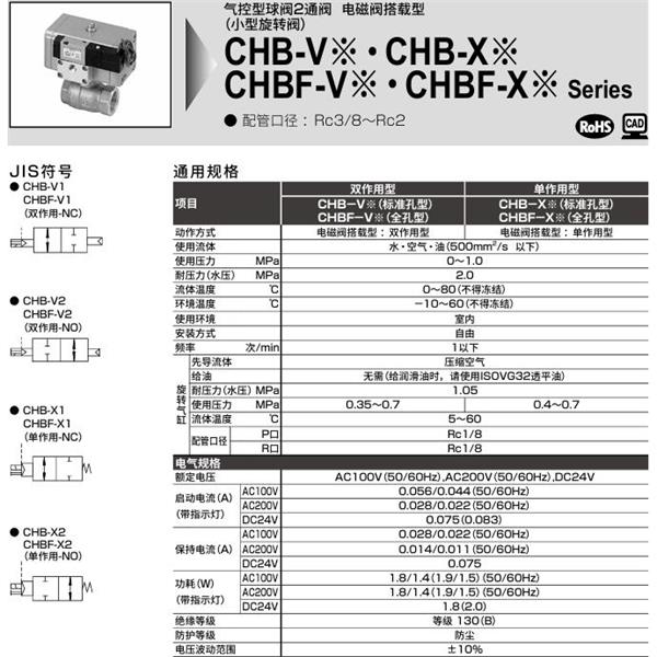 CKD喜開理氣控式球閥2?3通CHB-X2-32-ND2-WS-AC100V